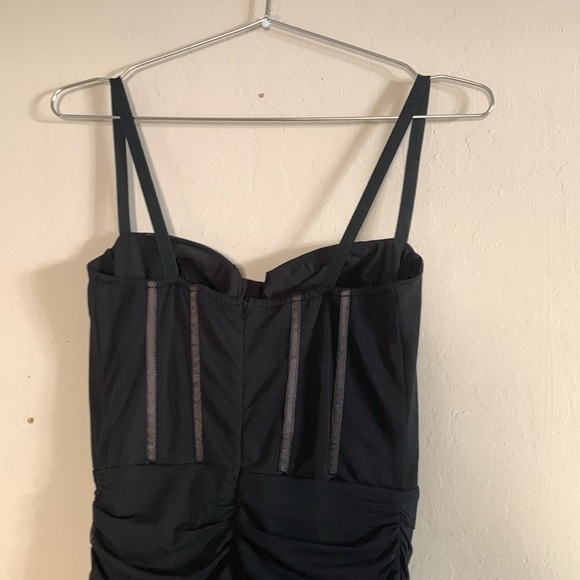 ROSEDRESS CLASSIC RUCHED BODYCON MESH MINI CORSET DRESS - BLACK SIZE SMALL - Picture 7 of 9